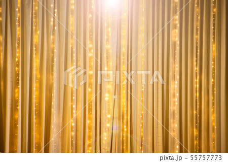 Black Curtain drape wave with studio lighting 55757773