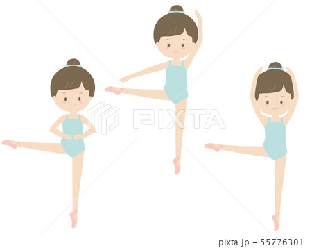 水色レオタード アラベスク横 水色レオタード アラベスク横 55776301