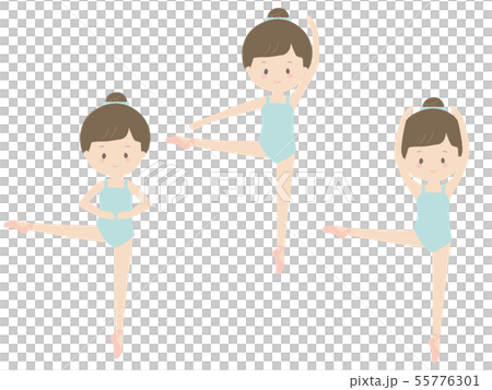 水色レオタード アラベスク横 水色レオタード アラベスク横 55776301