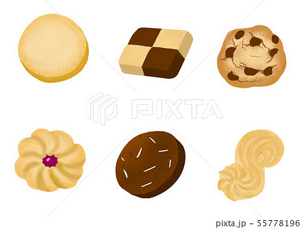 クッキー６種類のイラスト素材