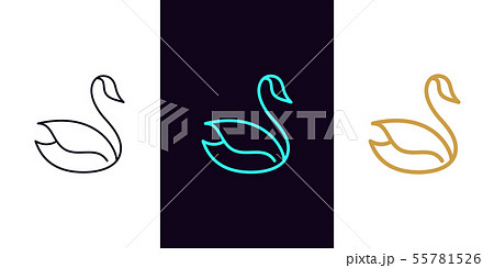 Swan icon with different stroke thickness, Bird Swan icon with different stroke thickness, Bird 55781526