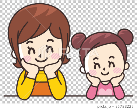 戴著面頰藤莖的母親和女兒 戴著面頰藤莖的母親和女兒 55788225