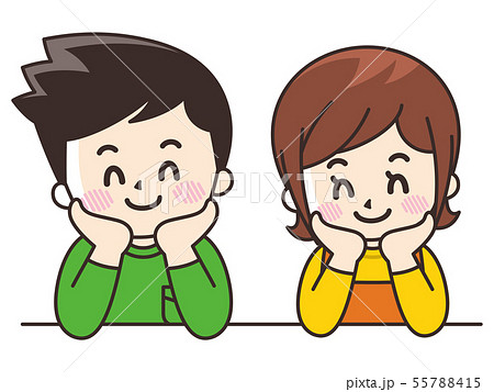 頬杖をつく若者のイラスト素材