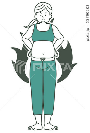 肥満の女性-全身-炎（燃焼・やる気）-2色 55790233