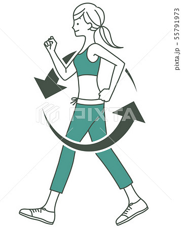 女性-ウォーキング-循環-2色 55791973