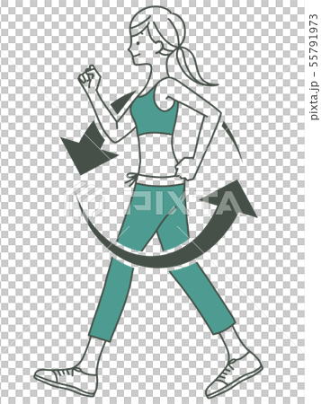 女性-ウォーキング-循環-2色 55791973