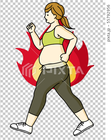 Obese women-walking-flame (burning, motivation) 55792956