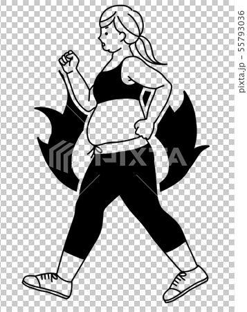 Obese Women-Walking-Flame (burning / motivated)-Black 55793036