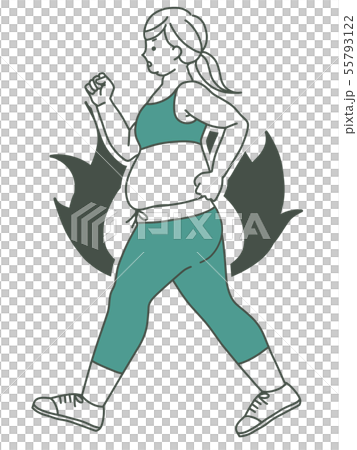 Obese women-walking-flame (burning, motivation)-2 colors Obese women-walking-flame (burning, motivation)-2 colors 55793122
