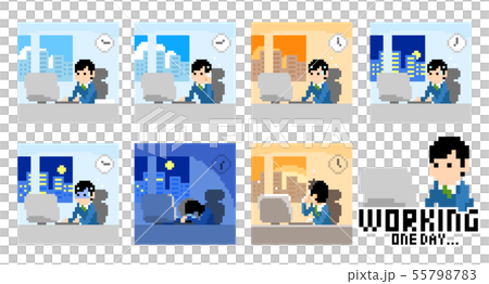 ドット絵 ビジネスマン 勤務 とある1日 ドット絵 ビジネスマン 勤務 とある1日 55798783