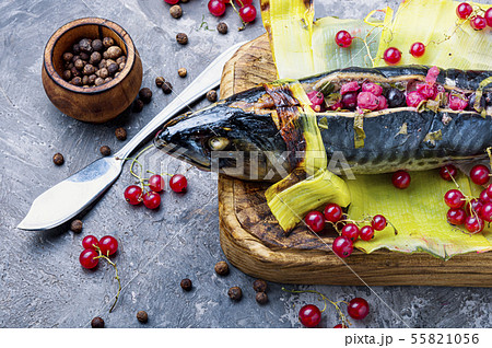 Baked fish with berry filling Baked fish with berry filling 55821056