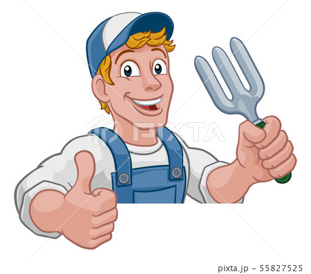 Gardener Garden Fork Tool Handyman Cartoon Man Gardener Garden Fork Tool Handyman Cartoon Man 55827525