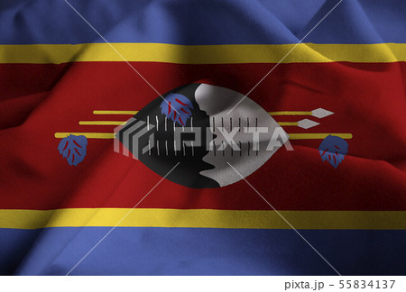 Closeup of Ruffled Swaziland Flag 55834137