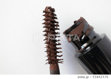 Brush brown mascara and tube isolated Brush brown mascara and tube isolated 55842570