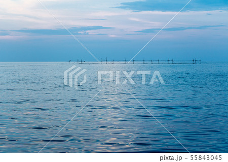 Coastline of the sea in the rays of the setting 55843045