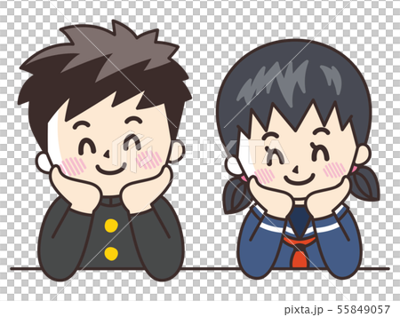 初中和高中學生戴著臉頰手杖 初中和高中學生戴著臉頰手杖 55849057