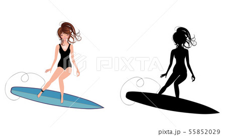 Cartoon girl surfer 55852029