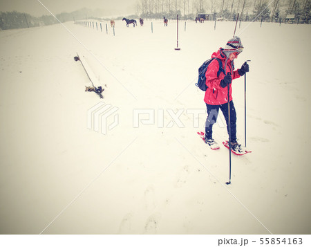 Sports body woman walk quickly with red hobby Sports body woman walk quickly with red hobby 55854163