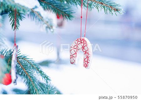 DIY handmade decoration on a Christmas tree 55870950