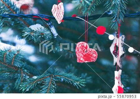 DIY handmade decoration on a Christmas tree DIY handmade decoration on a Christmas tree 55870953
