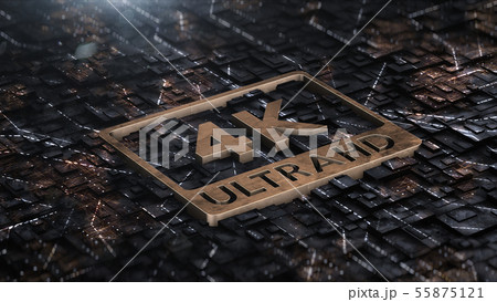 3d render Digital background with 4k ultra hd gold log 55875121