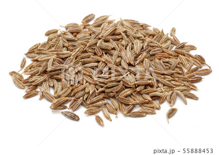 Heap of Cumin seeds isolated on white 55888453