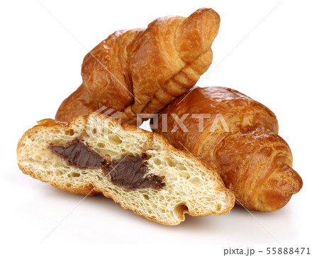 Chocolate croissants isolated on white 55888471