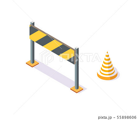 Road Plastic Cone and Stand with Stripes on Board 55898606