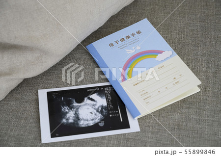 妊娠 母子手帳 エコー写真 妊娠 母子手帳 エコー写真 55899846