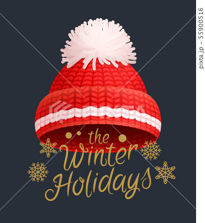 Winter Holidays knitted red hat with white pom-pom Winter Holidays knitted red hat with white pom-pom 55900516