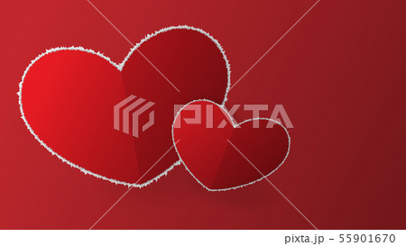 Red paper tearing heart shape on a red background 55901670