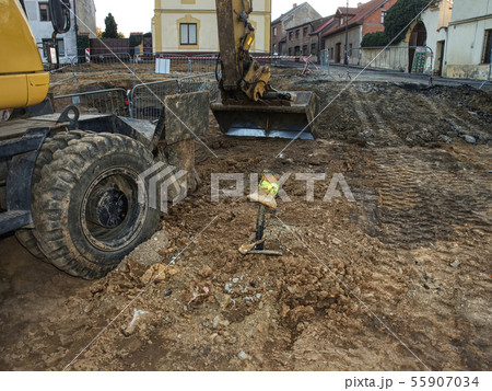 Potable water pipes rebuilding. Old excavator 55907034