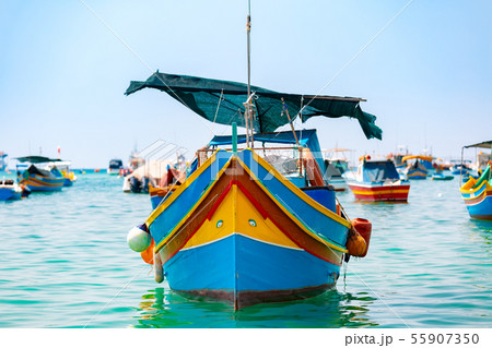 Taditional eyed boats Luzzu in Marsaxlokk, Malta Taditional eyed boats Luzzu in Marsaxlokk, Malta 55907350