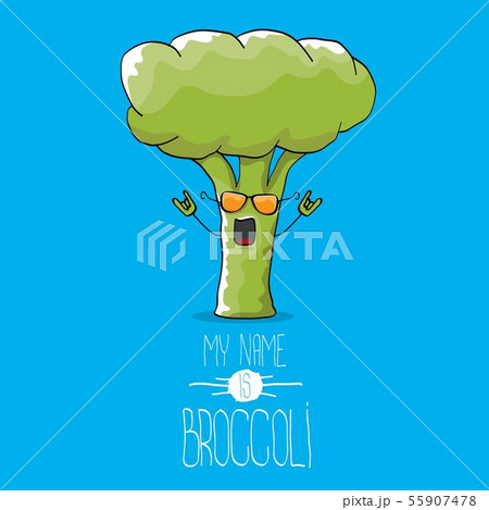 vector funny cartoon cute green broccoli character vector funny cartoon cute green broccoli character 55907478