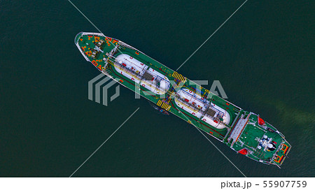 Aerial top view LPG tanker, Business logistic Aerial top view LPG tanker, Business logistic 55907759
