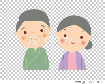 仲良しシニア夫婦　笑顔　バストアップ　 55909918