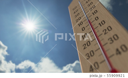 Outdoor thermometer reaches 5 five degrees centigrade. Weather forecast related 3D rendering 55909921