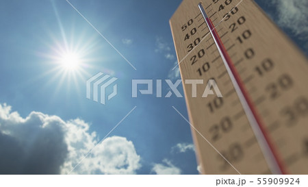 Outdoor thermometer reaches 40 forty degrees centigrade. Weather forecast related 3D rendering 55909924