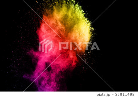 Colorful powder explosion on black background. 55911498