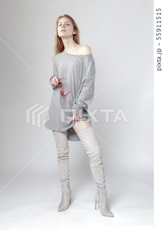 Pretty woman in grey wear Pretty woman in grey wear 55911515