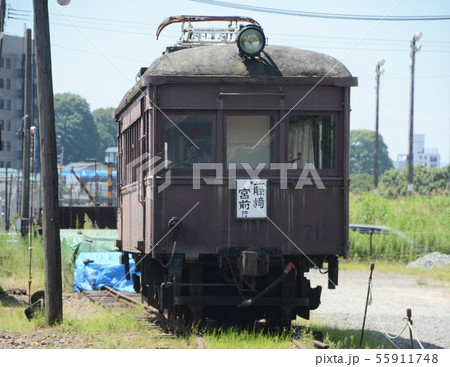 車両基地に停車する熊本電気鉄道モハ71形 55911748