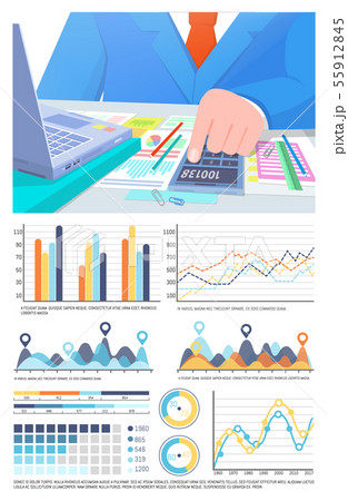 Infographics and Business man Calculating Info Infographics and Business man Calculating Info 55912845