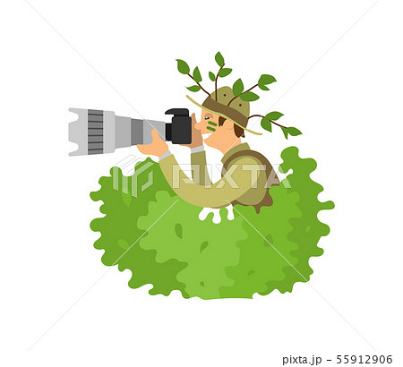 Paparazzi Photographer Spy in Bushes, Freelancer Paparazzi Photographer Spy in Bushes, Freelancer 55912906