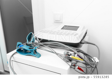 close-up of the sensor electrode ECG machine 55913285