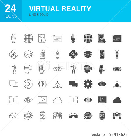 Virtual Reality Line Web Glyph Icons 55913625