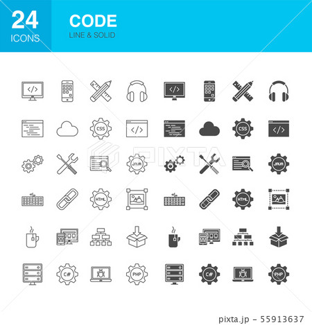 Code Line Web Glyph Icons 55913637