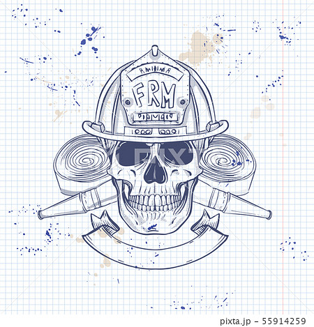 Sketch fireman skull 55914259