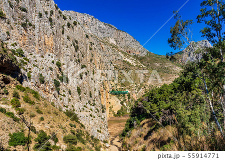 El Chorro gorge along the famous Caminito del Rey path in Andalusia, Spain 55914771