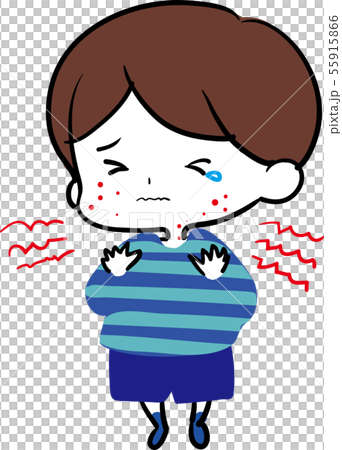Boy suffering from dermatitis and rash - Stock Illustration [55915866 ...