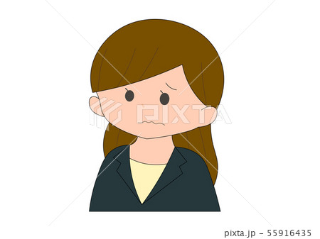 困り顔の女性　茶髪 55916435